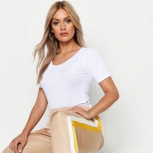 Boohoo Plus White Rib Crew Neck Shirt | Size 18
